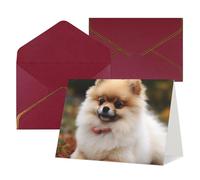 QMNSEHF Biglietto di auguri vuoto con buste Thank YouCard a pelo corto con cane pomerania biglietto di buon compleanno per donne uomini Natale Halloween matrimonio biglietti vuoti per tutte le