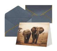 QMNSEHF Biglietto di auguri vuoto con buste Thank YouCard Animali Selvaggi Elefanti Biglietto di Buon Compleanno per Donne Uomini Natale Halloween Matrimonio Biglietti di auguri per tutte le occasioni