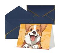 QMNSEHF Biglietto di auguri vuoto con buste Thank YouCard Carino corgi cane biglietto di buon compleanno per donne uomini Natale Halloween matrimonio biglietti vuoti per tutte le occasioni biglietti