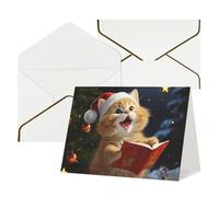 QMNSEHF Biglietto di auguri vuoto con buste Thank YouCard Carino gatto canta canti natalizi biglietto di buon compleanno per donne uomini Natale Halloween matrimonio biglietti di auguri per tutte le