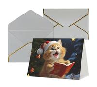 QMNSEHF Biglietto di auguri vuoto con buste Thank YouCard Carino gatto canta canti natalizi biglietto di buon compleanno per donne uomini Natale Halloween matrimonio biglietti di auguri per tutte le