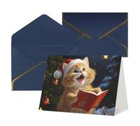 QMNSEHF Biglietto di auguri vuoto con buste Thank YouCard Carino gatto canta canti natalizi biglietto di buon compleanno per donne uomini Natale Halloween matrimonio biglietti di auguri per tutte le