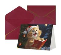 QMNSEHF Biglietto di auguri vuoto con buste Thank YouCard Carino gatto canta canti natalizi biglietto di buon compleanno per donne uomini Natale Halloween matrimonio biglietti di auguri per tutte le