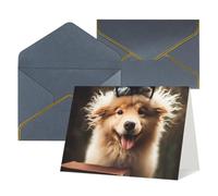 QMNSEHF Biglietto di auguri vuoto con buste Thank YouCard divertente animale cane biglietto di buon compleanno per donne uomini Natale Halloween matrimonio biglietti di auguri per tutte le occasioni