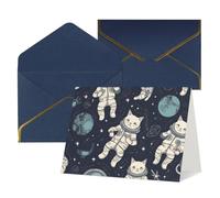 QMNSEHF Biglietto di auguri vuoto con buste Thank YouCard Divertente gatto astronauta biglietto di buon compleanno per donne uomini Natale Halloween matrimonio biglietti di auguri per tutte le