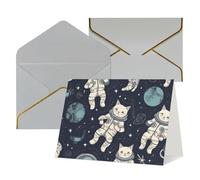 QMNSEHF Biglietto di auguri vuoto con buste Thank YouCard Divertente gatto astronauta biglietto di buon compleanno per donne uomini Natale Halloween matrimonio biglietti di auguri per tutte le