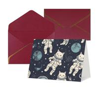 QMNSEHF Biglietto di auguri vuoto con buste Thank YouCard Divertente gatto astronauta biglietto di buon compleanno per donne uomini Natale Halloween matrimonio biglietti di auguri per tutte le