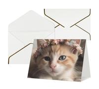 QMNSEHF Biglietto di auguri vuoto con buste Thank YouCard Dolci animali carino gatto biglietto di buon compleanno per donne uomini Natale Halloween matrimonio biglietti vuoti per tutte le occasioni