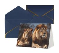 QMNSEHF Biglietto di auguri vuoto con buste Thank YouCard Due leoni Biglietto di auguri di buon compleanno per donne uomini Natale Halloween matrimonio biglietti vuoti per tutte le occasioni biglietti