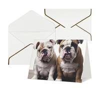 QMNSEHF Biglietto di auguri vuoto con buste Thank YouCard Due simpatici bulldog dog biglietto di buon compleanno per donne uomini Natale Halloween matrimonio biglietti di auguri per tutte le occasioni