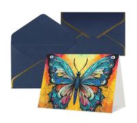 QMNSEHF Biglietto di auguri vuoto con buste Thank YouCard Farfalla Tie Dye Biglietto di buon compleanno per donne uomini Natale Halloween matrimonio biglietti di auguri vuoti per tutte le occasioni