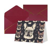 QMNSEHF Biglietto di auguri vuoto con buste Thank YouCard I Love French Bulldog Biglietto di buon compleanno per donne uomini Natale Halloween matrimonio biglietti di auguri per tutte le occasioni 4x6