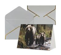 QMNSEHF Biglietto di auguri vuoto con buste Thank YouCard Madre orso e i suoi cuccioli Biglietto di buon compleanno per donne uomini Natale Halloween matrimonio biglietti di auguri per tutte le