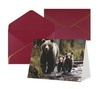 QMNSEHF Biglietto di auguri vuoto con buste Thank YouCard Madre orso e i suoi cuccioli Biglietto di buon compleanno per donne uomini Natale Halloween matrimonio biglietti di auguri per tutte le
