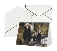 QMNSEHF Biglietto di auguri vuoto con buste Thank YouCard Madre orso e i suoi cuccioli Biglietto di buon compleanno per donne uomini Natale Halloween matrimonio biglietti di auguri per tutte le