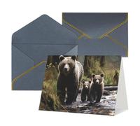 QMNSEHF Biglietto di auguri vuoto con buste Thank YouCard Madre orso e i suoi cuccioli Biglietto di buon compleanno per donne uomini Natale Halloween matrimonio biglietti di auguri per tutte le