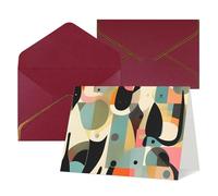 QMNSEHF Biglietto di auguri vuoto con buste Thank YouCard Mid-Century Modern Art Cat Happy Birthday Card per donne uomini Natale Halloween matrimonio biglietti di auguri per tutte le occasioni 4x6