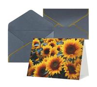 QMNSEHF Biglietto di auguri vuoto con buste Thank YouCard Molti bellissimi girasoli Biglietto di buon compleanno per donne uomini Natale Halloween matrimonio biglietti di auguri vuoti per tutte le