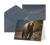 QMNSEHF Biglietto di auguri vuoto con buste Thank YouCard Orso marrone Biglietto di buon compleanno per donne uomini Natale Halloween matrimonio biglietti di auguri vuoti per tutte le occasioni 4x6