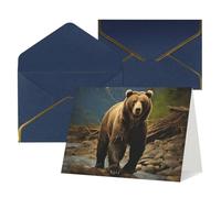QMNSEHF Biglietto di auguri vuoto con buste Thank YouCard Orso marrone Biglietto di buon compleanno per donne uomini Natale Halloween matrimonio biglietti di auguri vuoti per tutte le occasioni 4x6