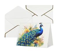 QMNSEHF Biglietto di auguri vuoto con buste Thank YouCard Pavone pittura ad acquerello Biglietto di buon compleanno per donne uomini Natale Halloween matrimonio biglietti di auguri per tutte le