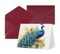 QMNSEHF Biglietto di auguri vuoto con buste Thank YouCard Pavone pittura ad acquerello Biglietto di buon compleanno per donne uomini Natale Halloween matrimonio biglietti di auguri per tutte le