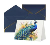 QMNSEHF Biglietto di auguri vuoto con buste Thank YouCard Pavone pittura ad acquerello Biglietto di buon compleanno per donne uomini Natale Halloween matrimonio biglietti di auguri per tutte le