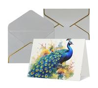 QMNSEHF Biglietto di auguri vuoto con buste Thank YouCard Pavone pittura ad acquerello Biglietto di buon compleanno per donne uomini Natale Halloween matrimonio biglietti di auguri per tutte le