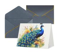 QMNSEHF Biglietto di auguri vuoto con buste Thank YouCard Pavone pittura ad acquerello Biglietto di buon compleanno per donne uomini Natale Halloween matrimonio biglietti di auguri per tutte le