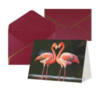 QMNSEHF Biglietto di auguri vuoto con buste Thank YouCard Pink Flamingos Kiss in The Lake Happy Birthday Card per donne uomini Natale Halloween matrimonio biglietti di auguri per tutte le occasioni