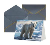 QMNSEHF Biglietto di auguri vuoto con buste Thank YouCard Polar Bear Ice Happy Birthday Card per donne uomini Natale Halloween matrimonio biglietti di auguri per tutte le occasioni 4x6