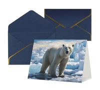 QMNSEHF Biglietto di auguri vuoto con buste Thank YouCard Polar Bear Ice Happy Birthday Card per donne uomini Natale Halloween matrimonio biglietti di auguri per tutte le occasioni 4x6