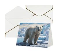 QMNSEHF Biglietto di auguri vuoto con buste Thank YouCard Polar Bear Ice Happy Birthday Card per donne uomini Natale Halloween matrimonio biglietti di auguri per tutte le occasioni 4x6