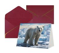 QMNSEHF Biglietto di auguri vuoto con buste Thank YouCard Polar Bear Ice Happy Birthday Card per donne uomini Natale Halloween matrimonio biglietti di auguri per tutte le occasioni 4x6