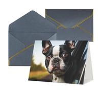 QMNSEHF Biglietto di auguri vuoto con buste Thank YouCard Puppy Dog Boston Terrier Biglietto di buon compleanno per donne uomini Natale Halloween matrimonio biglietti di auguri per tutte le occasioni