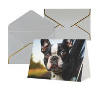 QMNSEHF Biglietto di auguri vuoto con buste Thank YouCard Puppy Dog Boston Terrier Biglietto di buon compleanno per donne uomini Natale Halloween matrimonio biglietti di auguri per tutte le occasioni
