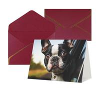 QMNSEHF Biglietto di auguri vuoto con buste Thank YouCard Puppy Dog Boston Terrier Biglietto di buon compleanno per donne uomini Natale Halloween matrimonio biglietti di auguri per tutte le occasioni