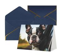 QMNSEHF Biglietto di auguri vuoto con buste Thank YouCard Puppy Dog Boston Terrier Biglietto di buon compleanno per donne uomini Natale Halloween matrimonio biglietti di auguri per tutte le occasioni