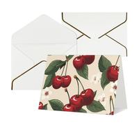 QMNSEHF Biglietto di auguri vuoto con buste Thank YouCard Red Cherry pattern Happy Birthday Card per donne uomini Natale Halloween matrimonio biglietti di auguri per tutte le occasioni 4x6
