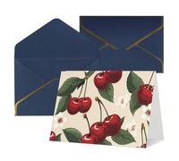 QMNSEHF Biglietto di auguri vuoto con buste Thank YouCard Red Cherry pattern Happy Birthday Card per donne uomini Natale Halloween matrimonio biglietti di auguri per tutte le occasioni 4x6