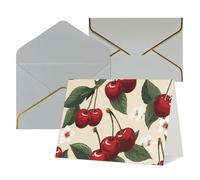 QMNSEHF Biglietto di auguri vuoto con buste Thank YouCard Red Cherry pattern Happy Birthday Card per donne uomini Natale Halloween matrimonio biglietti di auguri per tutte le occasioni 4x6