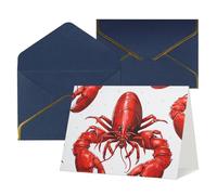 QMNSEHF Biglietto di auguri vuoto con buste Thank YouCard Red Lobster Print Happy Birthday Card per donne uomini Natale Halloween matrimonio biglietti di auguri per tutte le occasioni 4x6
