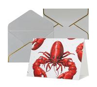 QMNSEHF Biglietto di auguri vuoto con buste Thank YouCard Red Lobster Print Happy Birthday Card per donne uomini Natale Halloween matrimonio biglietti di auguri per tutte le occasioni 4x6
