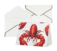 QMNSEHF Biglietto di auguri vuoto con buste Thank YouCard Red Lobster Print Happy Birthday Card per donne uomini Natale Halloween matrimonio biglietti di auguri per tutte le occasioni 4x6