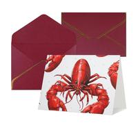 QMNSEHF Biglietto di auguri vuoto con buste Thank YouCard Red Lobster Print Happy Birthday Card per donne uomini Natale Halloween matrimonio biglietti di auguri per tutte le occasioni 4x6
