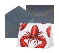 QMNSEHF Biglietto di auguri vuoto con buste Thank YouCard Red Lobster Print Happy Birthday Card per donne uomini Natale Halloween matrimonio biglietti di auguri per tutte le occasioni 4x6