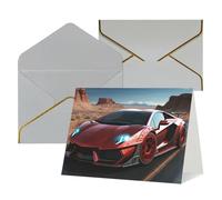 QMNSEHF Biglietto di auguri vuoto con buste Thank YouCard Red Race Car Happy Birthday Card per donne uomini Natale Halloween matrimonio biglietti di auguri per tutte le occasioni 4x6
