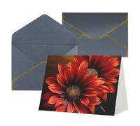 QMNSEHF Biglietto di auguri vuoto con buste Thank YouCard Red Sunflower Happy Birthday Card per donne uomini Natale Halloween matrimonio biglietti di auguri per tutte le occasioni 4x6