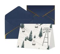 QMNSEHF Biglietto di auguri vuoto con buste Thank YouCard Ski Lift con abete Biglietto di buon compleanno per donne uomini Natale Halloween matrimonio biglietti di auguri per tutte le occasioni 4x6