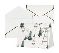 QMNSEHF Biglietto di auguri vuoto con buste Thank YouCard Ski Lift con abete Biglietto di buon compleanno per donne uomini Natale Halloween matrimonio biglietti di auguri per tutte le occasioni 4x6